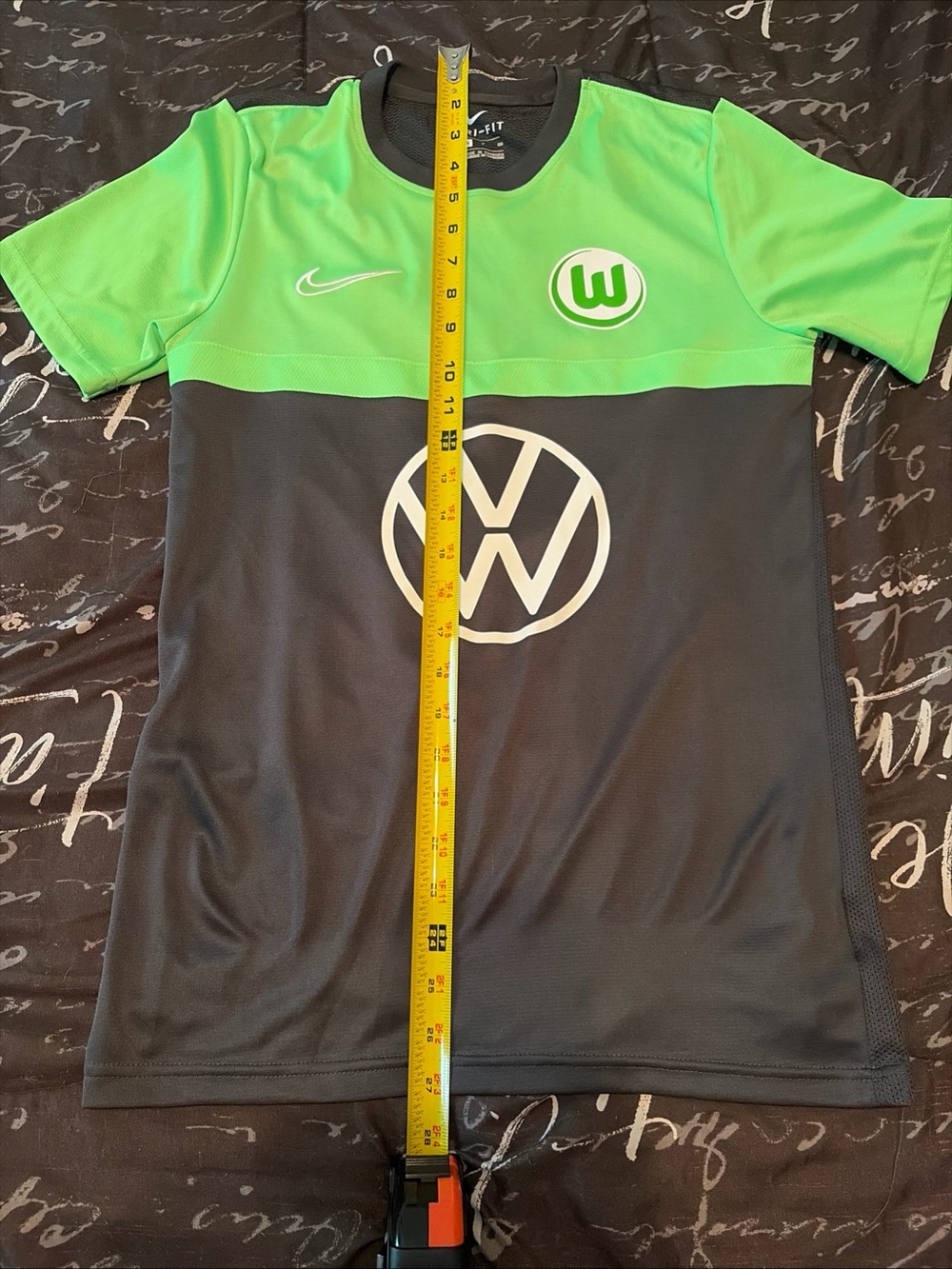 Nike Kids Green and Black Short-Sleeve Soccer Jersey with VW Logo